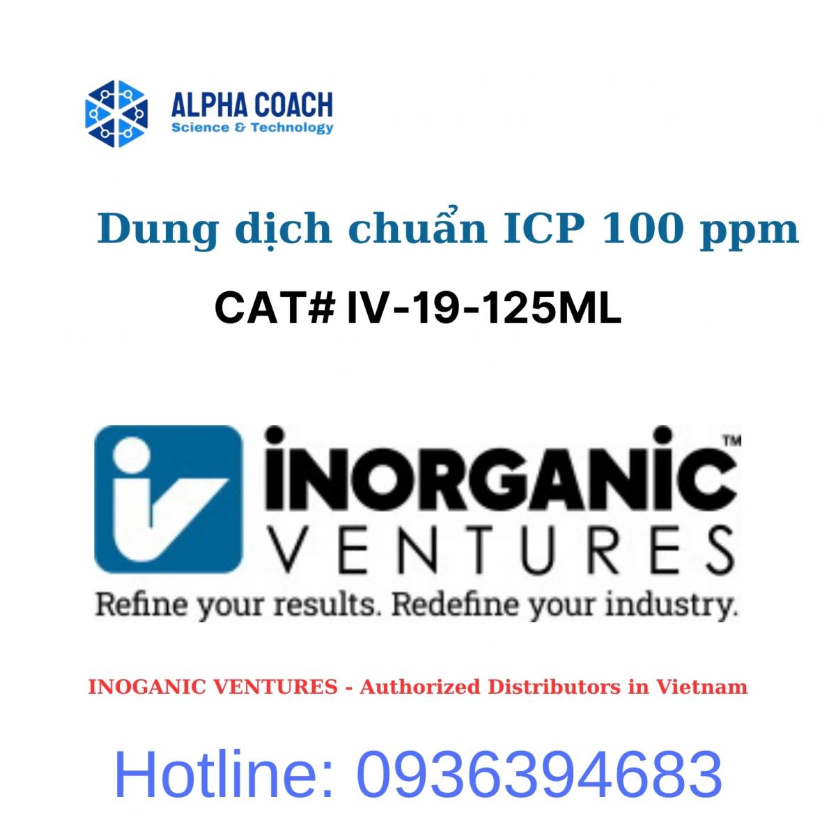Dung dịch chuẩn ICP 100 ppm 19 Element ICP Calibration/Quality Control Standard, hãng IV-Mỹ